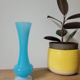 Tall blue opaline vase