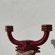 Art Deco burgundy red ceramic candlestick