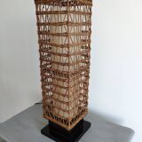 Vintage wicker lamp and exotic wood