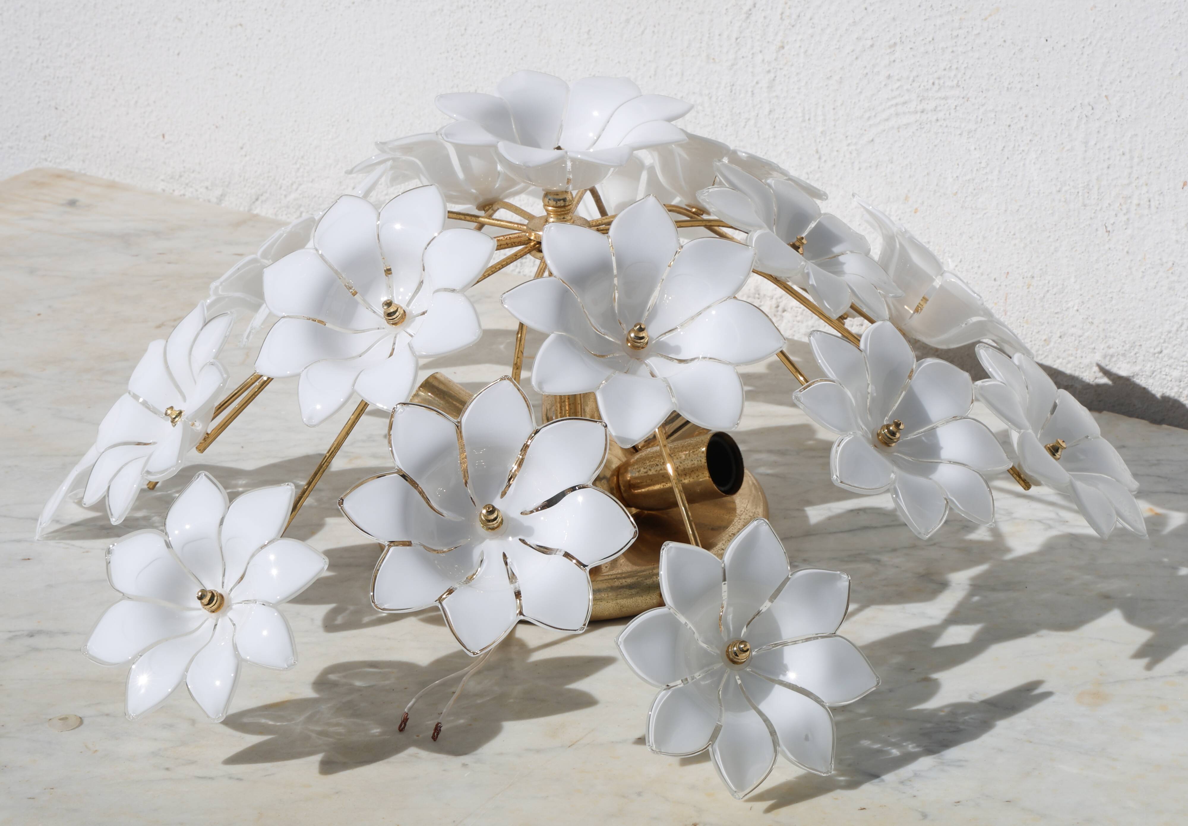Audrey Hepburn, Delicious Murano Glass Ceiling Light White Wall Light Flowe