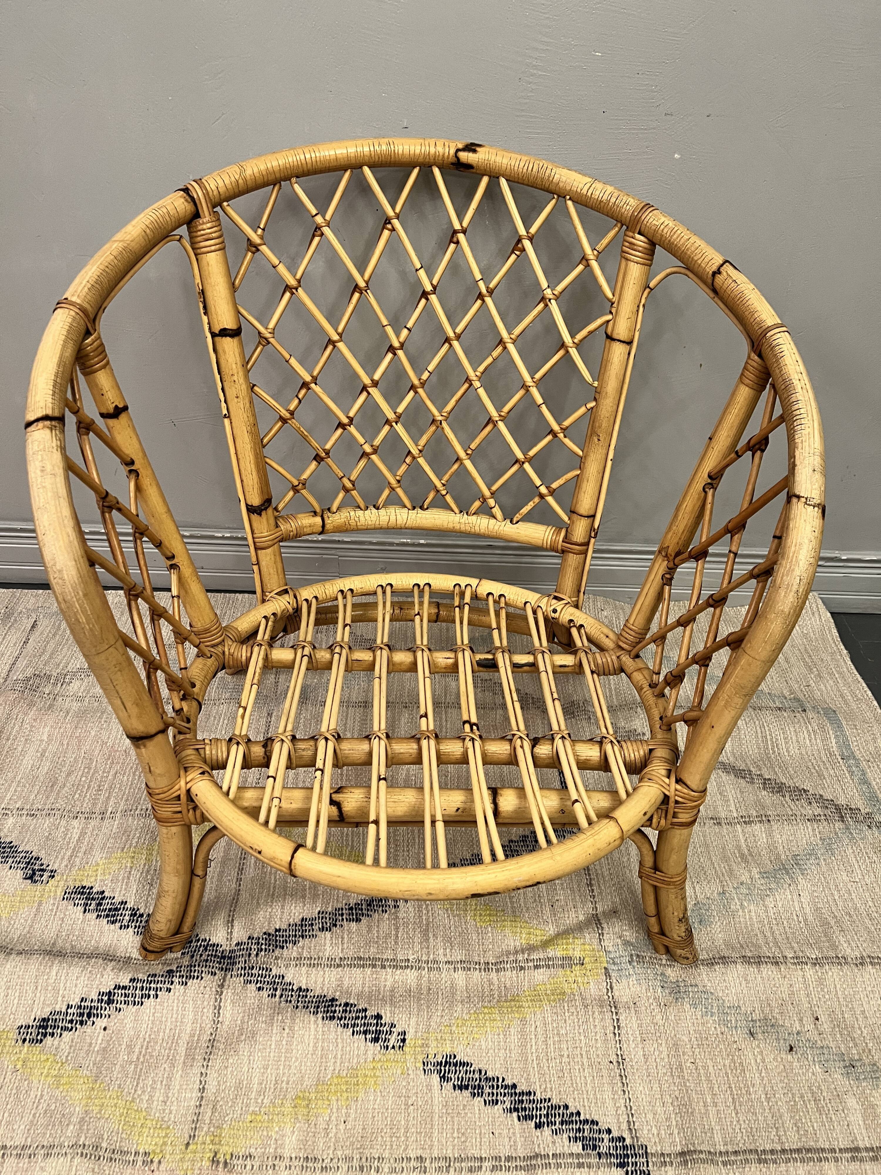 Trio of rattan armchairs