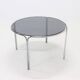 Italian Modern Chrome and Smoked Glass Round Dining Table 1970s