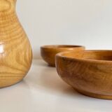 Vintage turned wood pitcher and 2 jars set