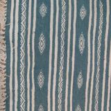 Handmade blue and white Berber carpet in pure wool
