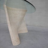 Travertine and glass dining table