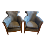 Pair of Art Deco style armchairs, refurbished. Upholstery fabric for armchairs.
