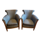 Pair of Art Deco style armchairs, refurbished. Upholstery fabric for armchairs.