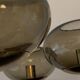 Italian brass chandelier with 6 grey smoked glass globes