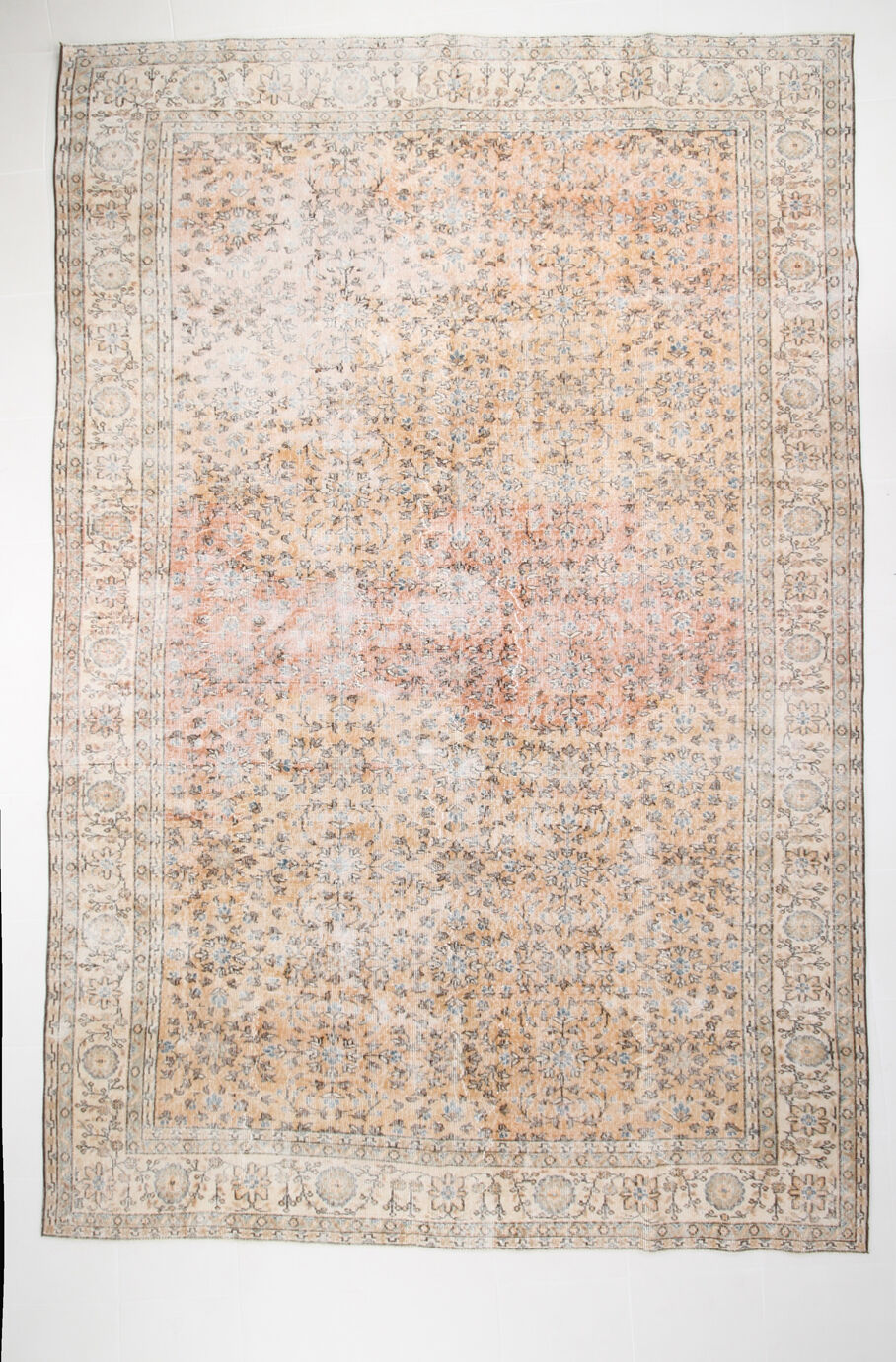 8x12 handmade orange foloral turkish rug 383x257cm