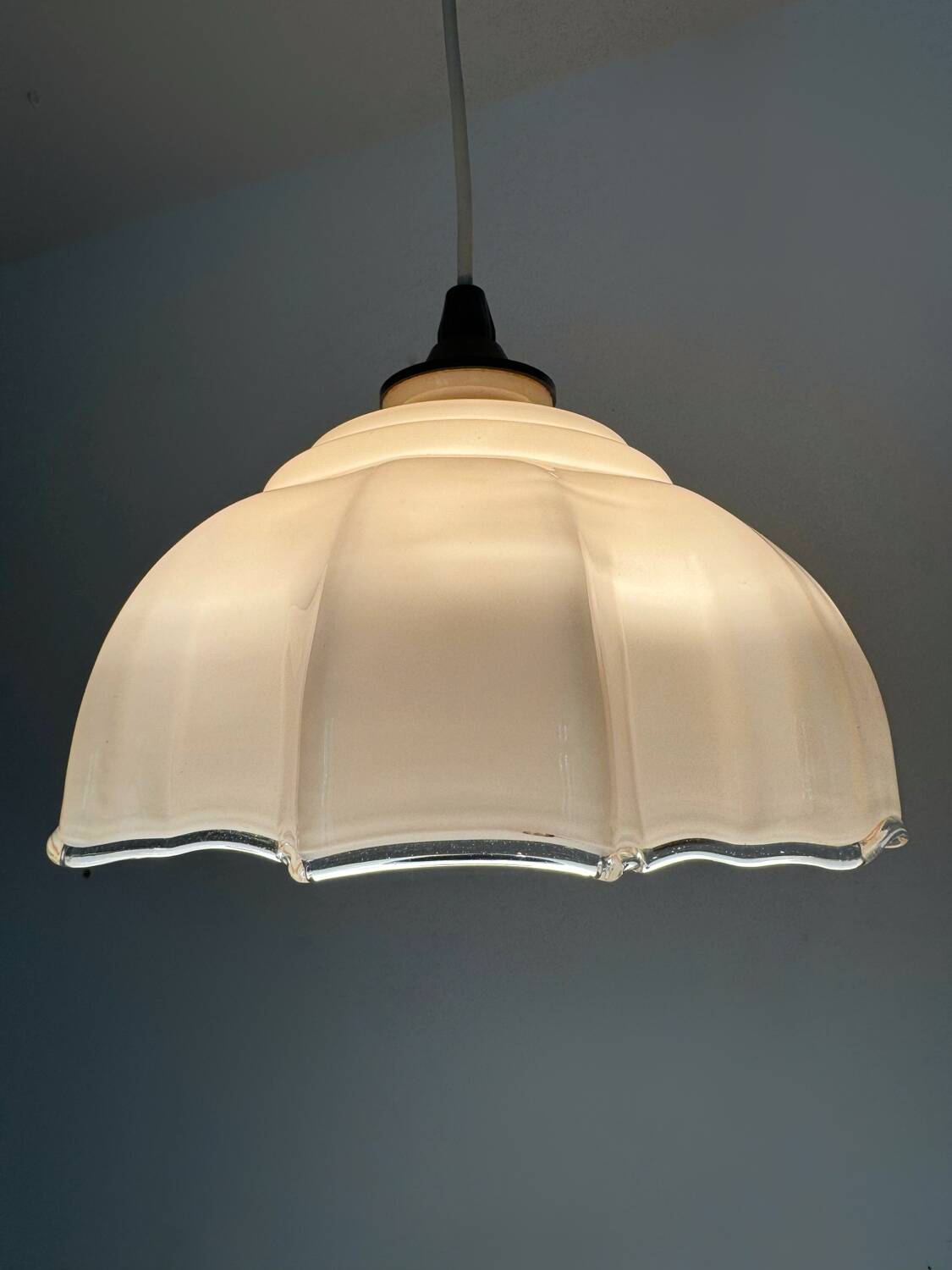 Opaline chandelier Czechoslovakian design 1960s