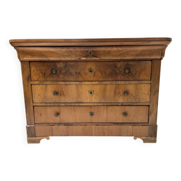 Louis Philippe chest of drawers in solid cherry wood, 19th century.