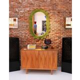 Organic-Shaped Green Italian Mirror Made of Murano Glass and Brass