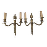 Pair of antique Louis XVI style bronze wall lights