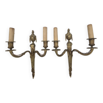 Pair of antique Louis XVI style bronze wall lights