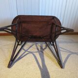 Vintage children's desk console bamboo rattan curved wood Thonet style 80s dark mahogany