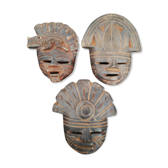 Set of 3 Mayan masks