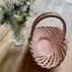 Vintage pink woven ceramic basket