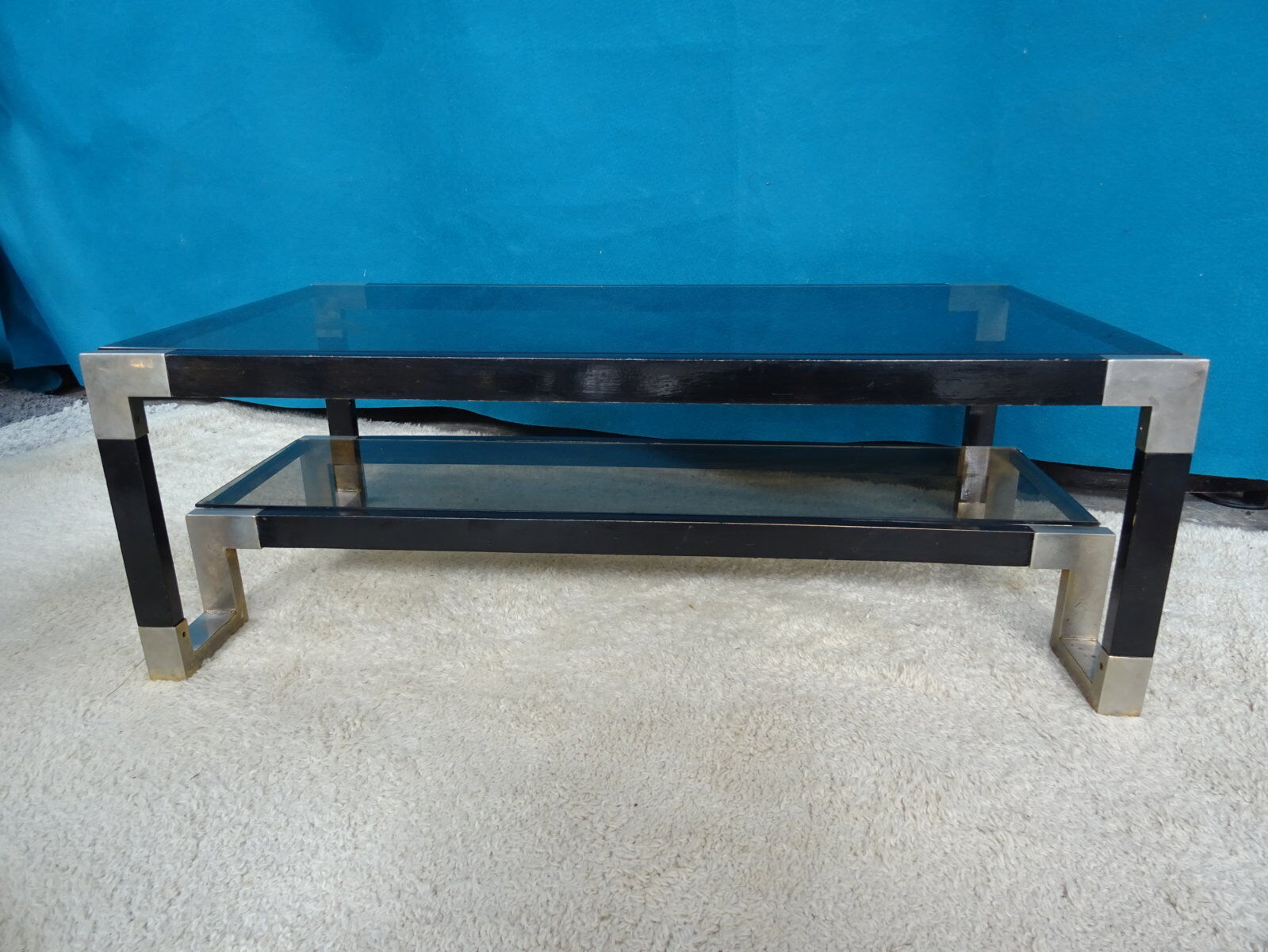 Coffee table metal smoked glasses