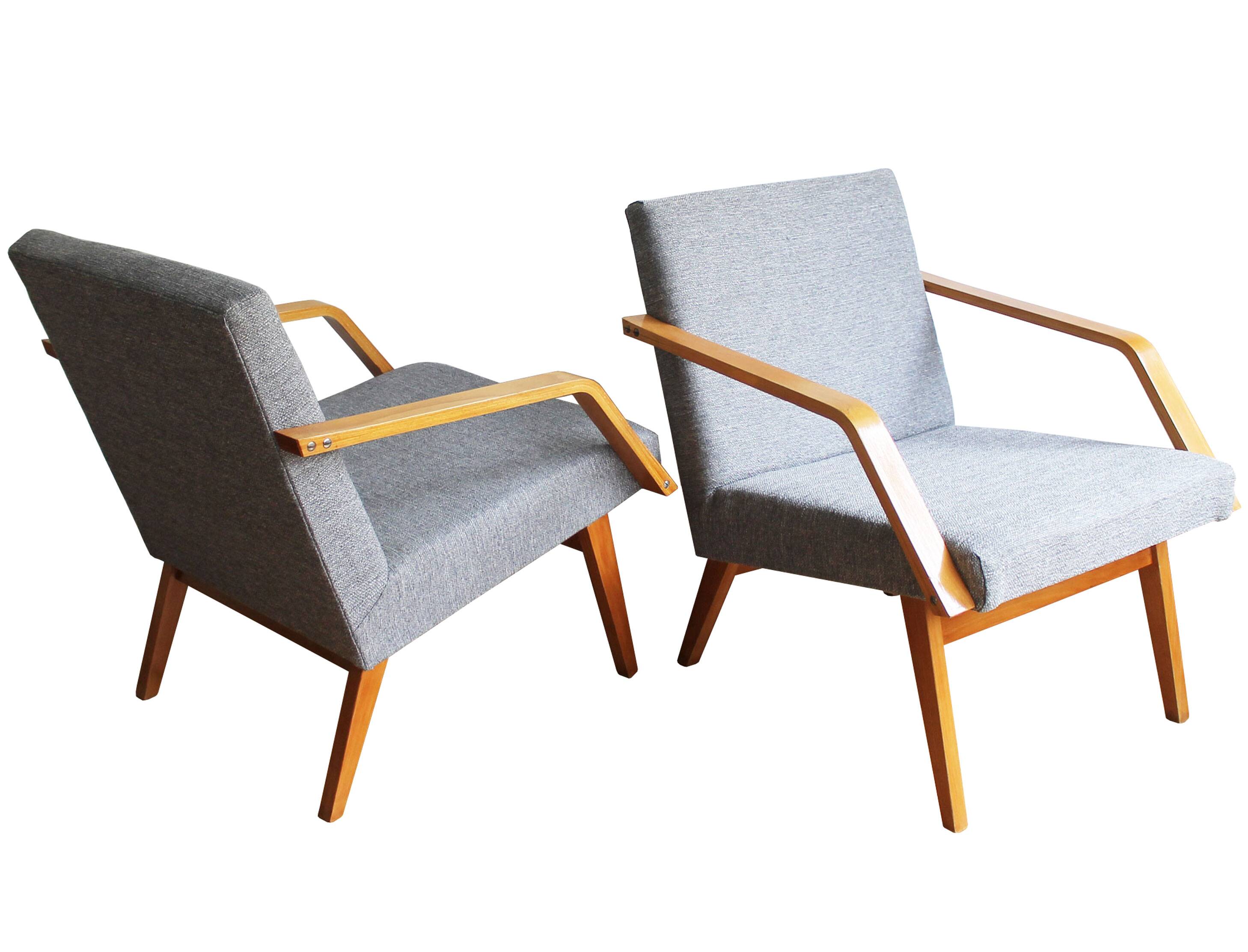 Pair of 1970s Armchairs by Mier with new fabric