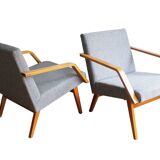 Pair of 1970s Armchairs by Mier with new fabric