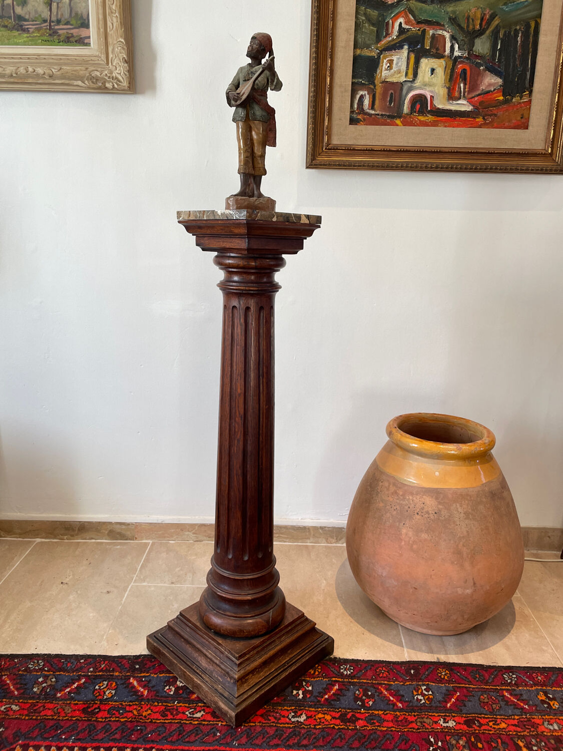 Sellette colonne xixeme en bois
