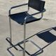 Vintage Black Leather & Chrome Italian Modern Barstools Set