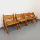 Set of 4 vintage brutalist chairs in solid oak from the 1960s.