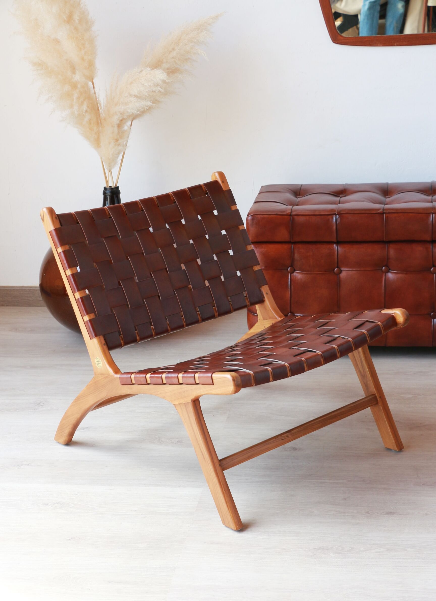 Pair of Teak & Leather heaters - model "Los Angeles" - Olivier de Schrijver