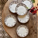 Lot de 6 assiettes à dessert anciennes en terre de fer modèle Alphand de Sa