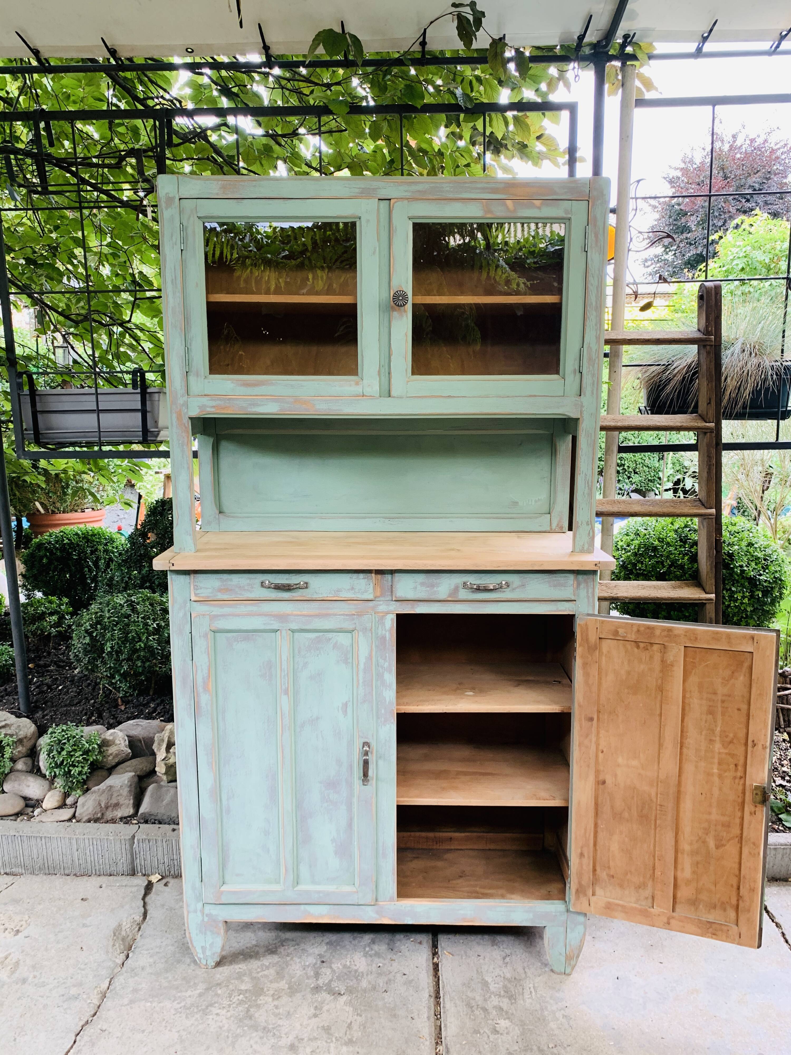 Parisian buffet patine celadon green and bluish grey