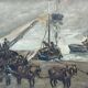 Oil on panel by Robert Leparmentier - The port of Paimpol in the fog