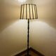 Vintage Floor Lamp Turned Wood, Bamboo Rattan Circa 1950s