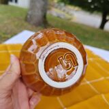 Pair of brown/yellow ribbed bowls - Digoin & Sarreguemines