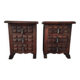 Brutalist pair of bedside tables, 1950.