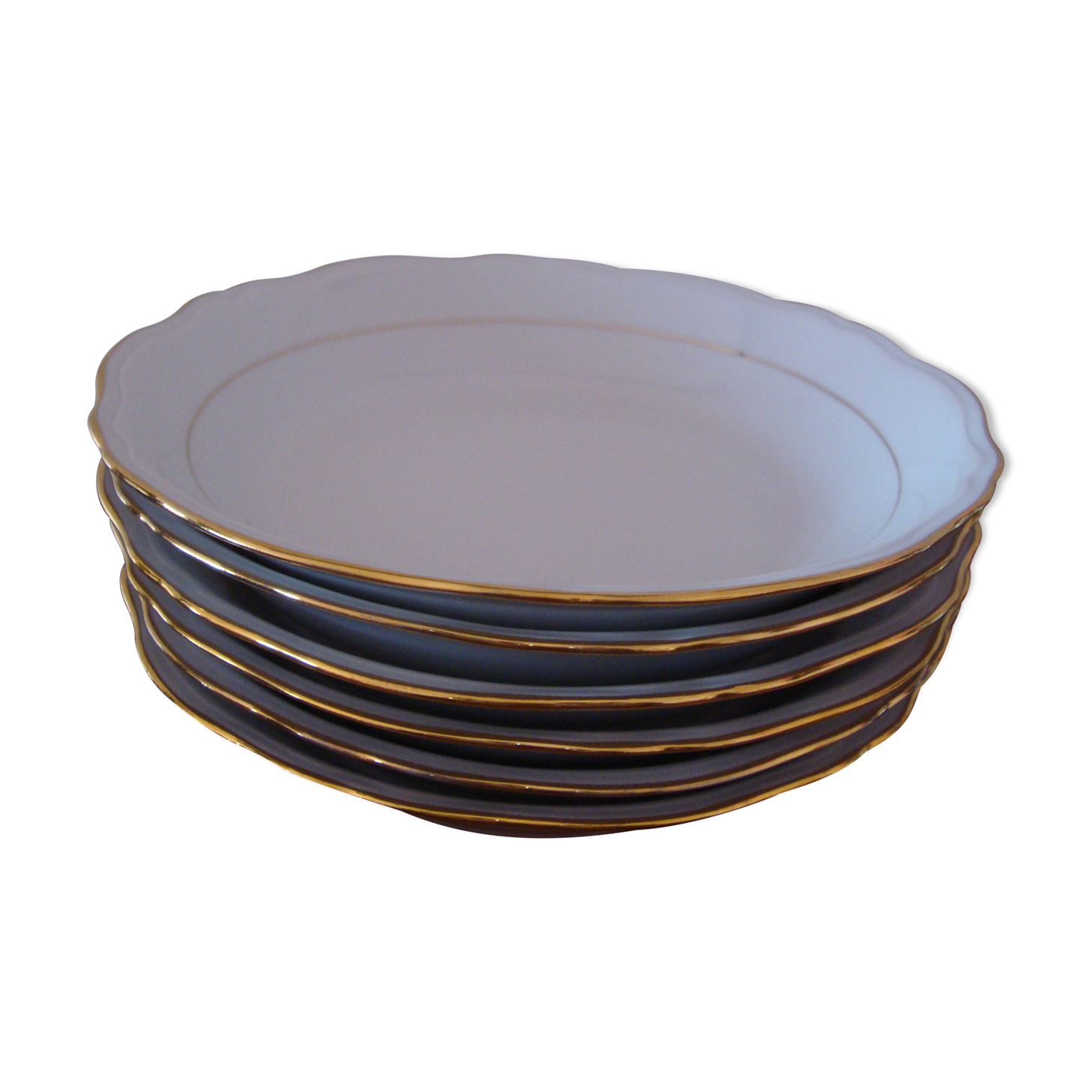 6 hollow plates of fine porcelain by Ph. Deshoulières