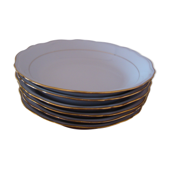 6 assiettes creuses en porcelaine fine signées Ph. Deshoulières