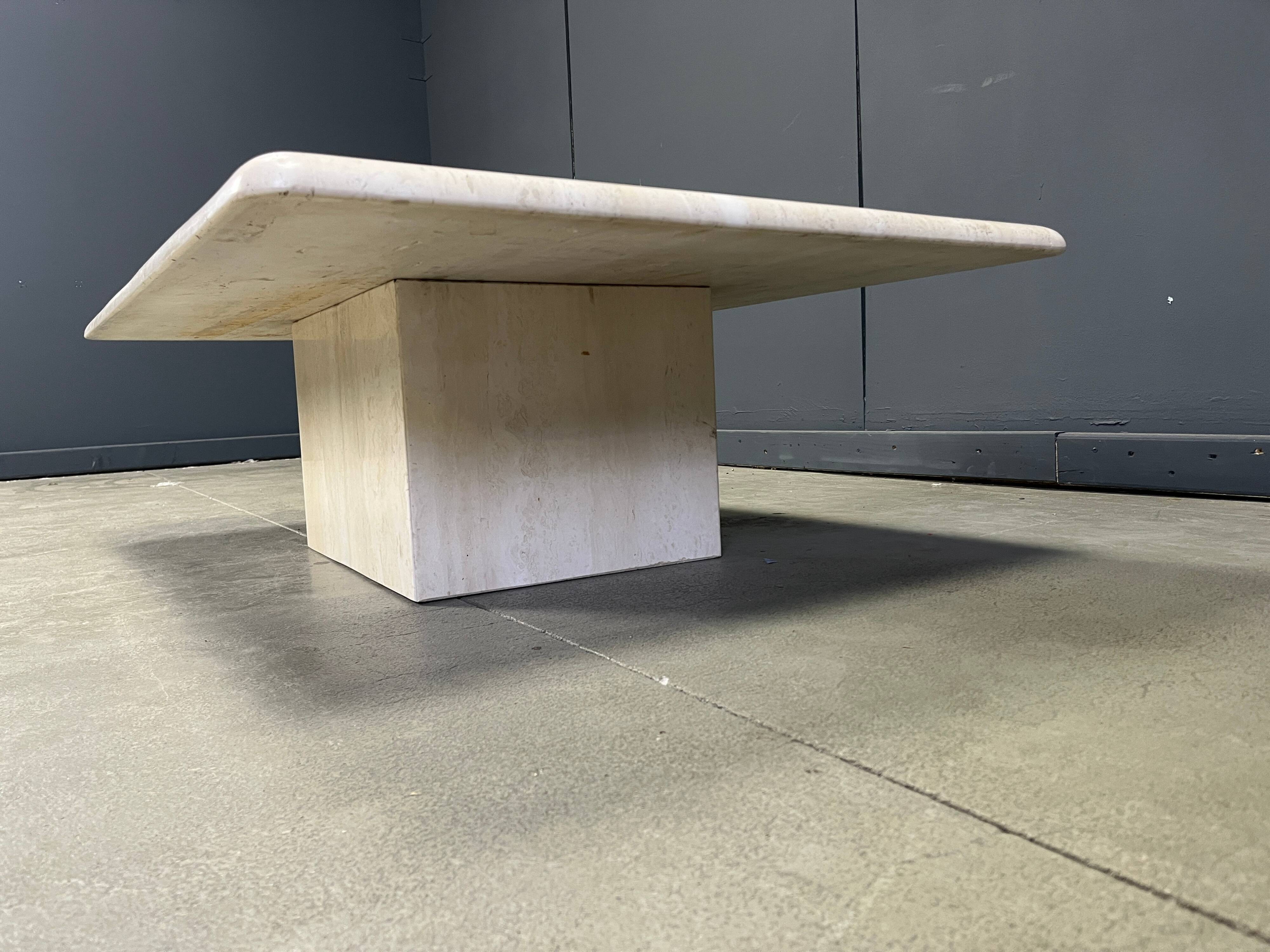 Rectangular travertine coffee table from the 1970s, Italy.