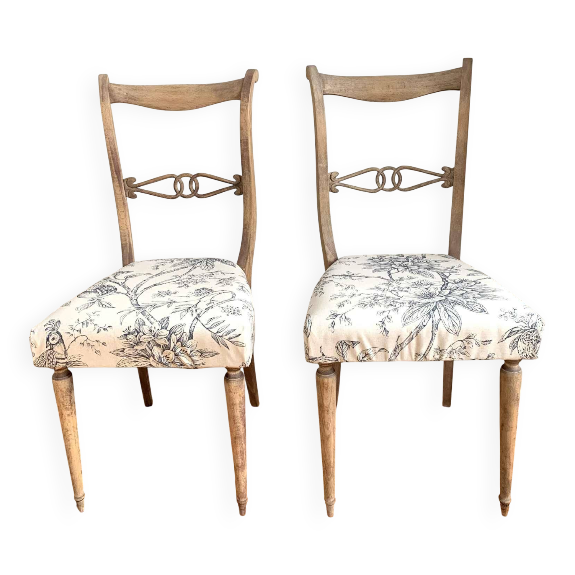 Pair of antique chairs, floral fabric