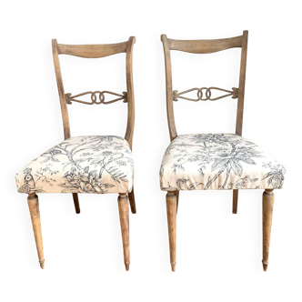 Paire de chaises anciennes, tissu floral