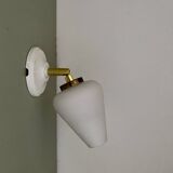 Vintage tulip wall light in white opaline