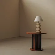 Guéridon rond de style Art déco en bois, vers 1950