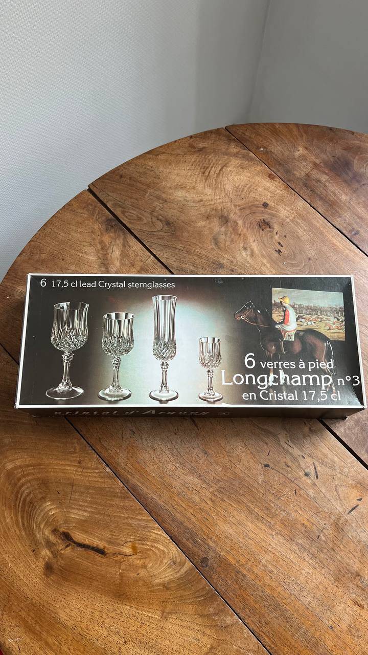 Cristal d’Arques Longchamp – Set of 6 stemmed glasses n 3 – Vintage 24% PbO