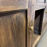 Comptoir de bar en chêne début XXème avec habillage d'époque zinc et étain