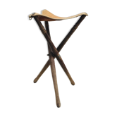 Tabouret pliant de chasse bois et cuir