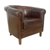 Fauteuil en cuir de mouton vintage Assen