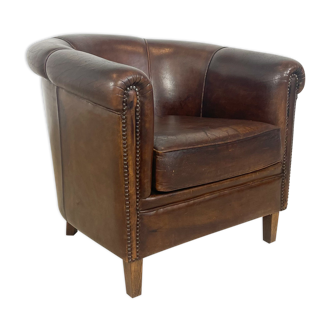 Vintage sheep leather club chair Assen