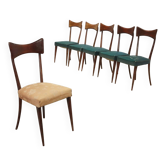 Chaises en hêtre, skaï et tissu, design Italie 1950s-1960s