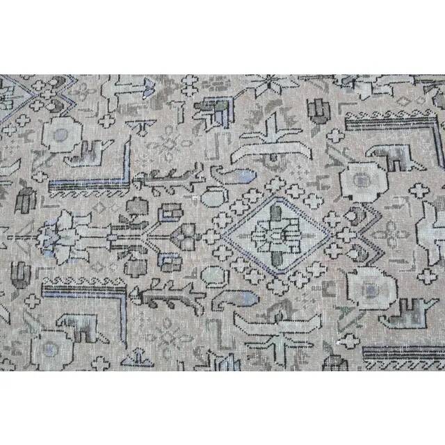 1960s Vintage Persian Handmade Wool Cotton Grey Area Rug 297x375