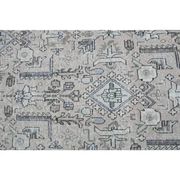 1960s Vintage Persian Handmade Wool Cotton Grey Area Rug 297x375