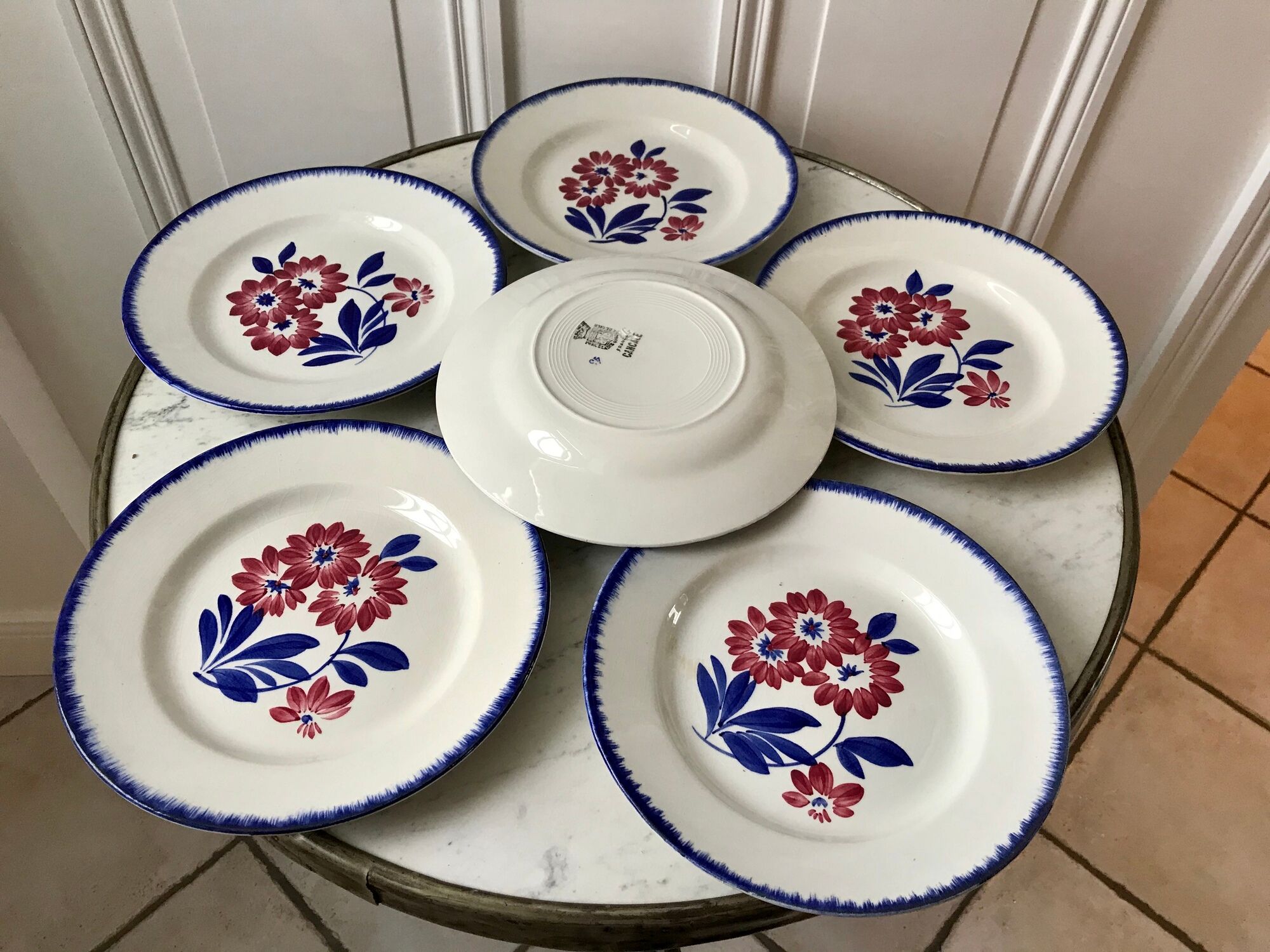Set of 6 dessert plates gien model "cancale" 40s